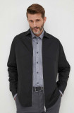 Armani Exchange camasa din bumbac barbati, culoarea negru, cu guler clasic, relaxed