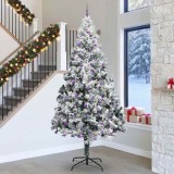 vidaXL Brad de Crăciun cu lumini decorative cu coarde Alb 300 cm PVC 3394809