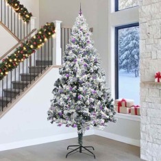 vidaXL Brad de Crăciun cu lumini decorative cu coarde Alb 300 cm PVC 3394809