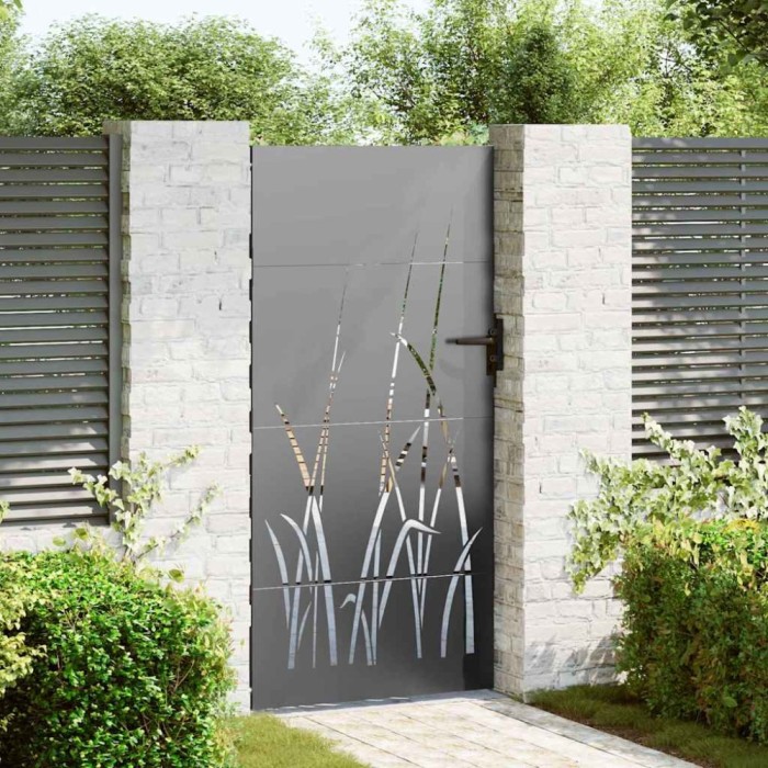 vidaXL Poartă de grădină Negru 85 x 200 cm Oțel vopsit &icirc;n pulbere 42015868