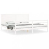Cumpara ieftin Cadru pat cu tablie 200x200 cm, alb, lemn masiv
