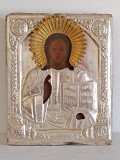 Icoana pe lemn Isus Pantocrator, 19th, doc aut. exp 33x27x3cm