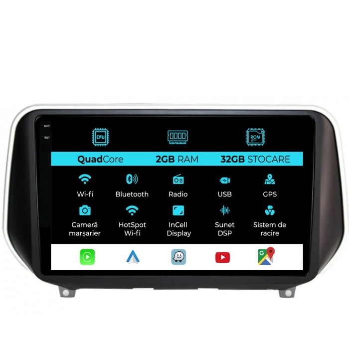 Navigatie Dedicata Hyundai SantaFe (2018-2024), 9Inch, 2Gb Ram, 32Gb Stocare, Carplay