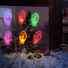 Șir de lumina cu LED de Crăciun – autocolant gel pentru geam – 6 LED-uri – 2 x AA