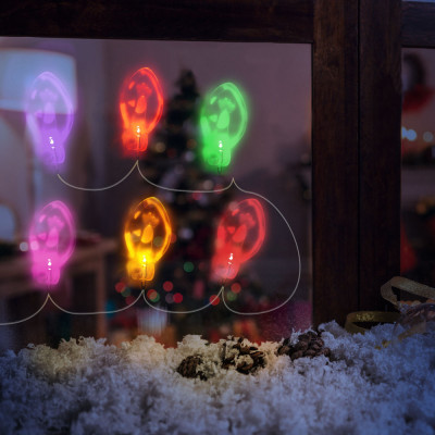 Șir de lumina cu LED de Crăciun, autocolant gel pentru geam, 6 LED-uri, 2 x AA foto