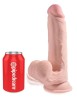 Dildo Clasic Cu Balans Testicule King Cock Triple Density, Natural, 22.8 cm