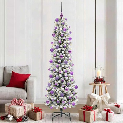 vidaXL Brad de Crăciun artificial cu 300 LED Verde și alb 210 cm 3396123 foto