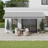 VidaXL Copertină retractabilă manual cu LED, antracit/alb, 600x300 cm