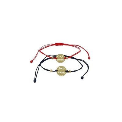 Set de 2 bratari pentru cupluri personalizate cu initiale si data foto