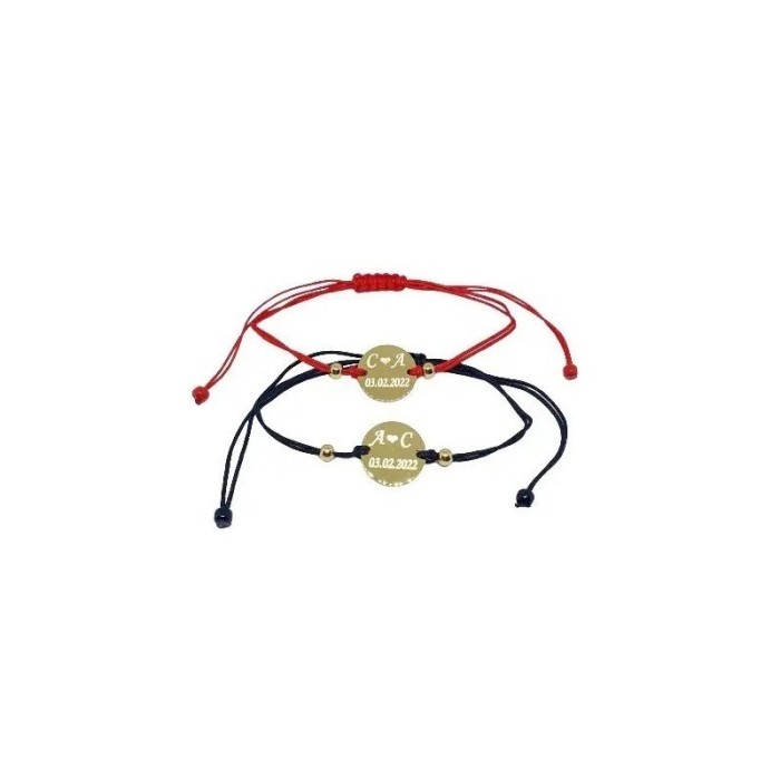 Set de 2 bratari pentru cupluri personalizate cu initiale si data