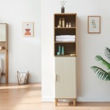 Dulap &icirc;nalt pentru baie Ferrersp 160x42x35 cm, stejar si nisip