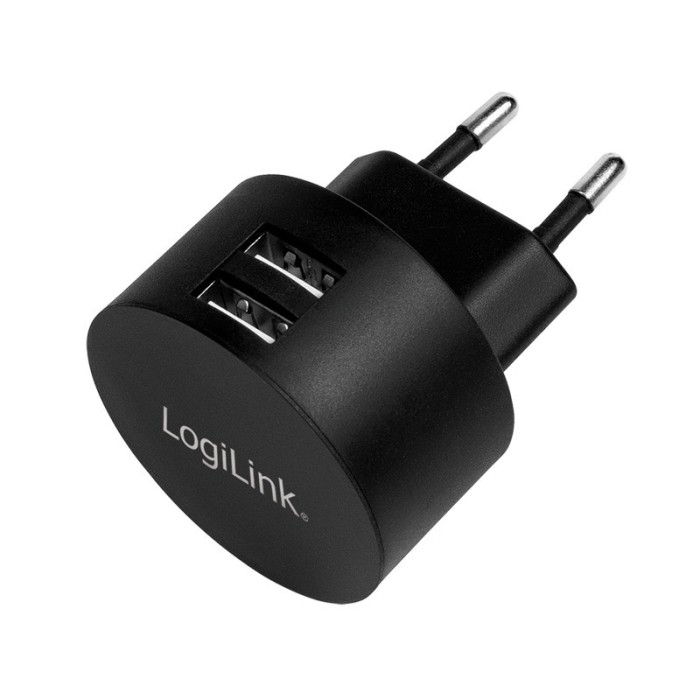 ALIMENTATOR retea 220V LOGILINK, universal, 2 x USB-A, maxim 2.1A, 10.5W, suport OCP/OVP/OHP/SCP, negru, &amp;quot;PA0218&amp;quot; (timbru verde 0.18 lei)