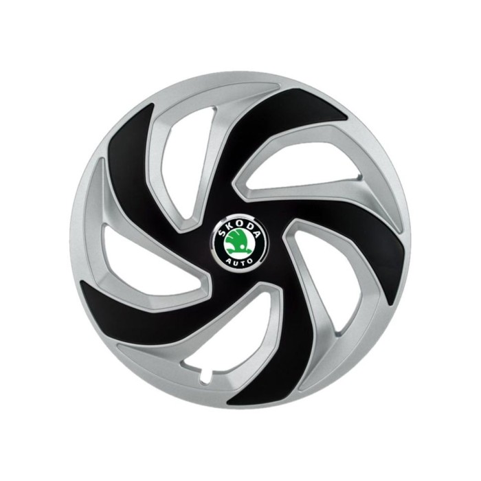 Set 4 capace roti Rex Gri-Negru R16 pentru gama auto Skoda