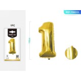 Balon aniversar PartyGo cifra 1, 40cm, auriu