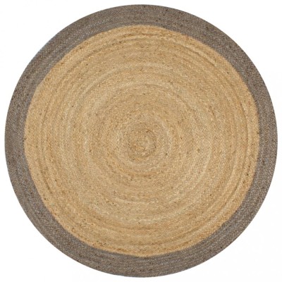 vidaXL Covor manual cu margine gri, 120 cm, iută 133675 foto