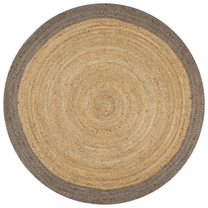 vidaXL Covor manual cu margine gri, 120 cm, iută 133675