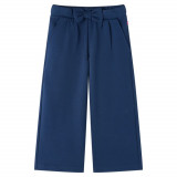 Pantaloni Copii Largi VidaXL Bleumarin 140 (9-10 ani) cu Funda, Buzunare, Talie Elastica - Viscoza, Poliamida, Elastan