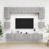Gossi set de dulapuri tv, 8 piese, gri beton, lemn prelucrat