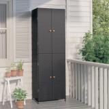Dulap Gradina Poliratan Negru 59x40x180cm Gossi Depozitare Exterior Impermeabil
