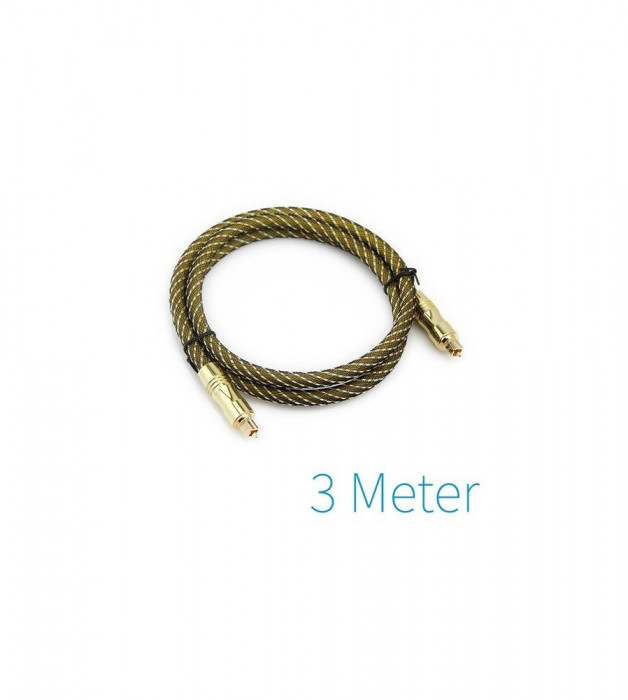 Cablu optic Toslink placat cu aur HQ-Lungime 3 Metri