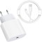 Incarcator fast charge compatibil cu iPhone, 20W PD Type C cu cablu USB C Lightning de 1 metru