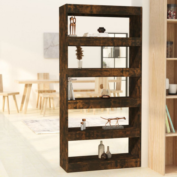 vidaXL Bibliotecă/Separator cameră, stejar fumuriu, 80x30x166 cm, PAL 813623