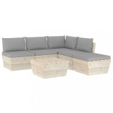 vidaXL Set mobilier grădină din paleți, 6 piese, cu perne, lemn molid
