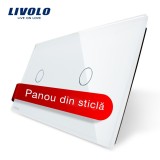 Cumpara ieftin Panou din sticla alba pentru &icirc;ntrerupator touch dublu Livolo