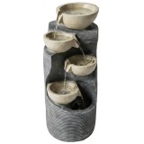 Outsunny F&acirc;nt&acirc;nă &icirc;n 5 trepte, f&acirc;nt&acirc;nă de grădină cu LED, pompă, aspect piatră, reglabilă 33 x 31 x 80 cm | Aosom Romania