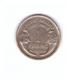 Moneda Franta 1 franc 1938, stare buna, curata, Europa, Bronz-Aluminiu