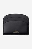 A.P.C. carcasă din piele culoarea negru PXAWV.F63270-BLACK