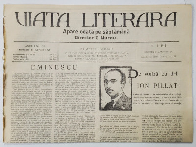 VIATA LITERARA , DIRECTOR G. MURNU , SAPTAMANAL , ANUL I , NR. 10 , 24 APRILIE , 1926 foto