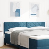 vidaXL Tăblie cu LED, design blocuri diamond, albastru &icirc;nchis, 180 cm, din catifea