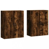 Cumpara ieftin Dulapuri montate pe perete, 2 buc, stejar afumat, 69,5x34x90 cm