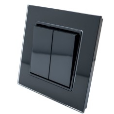 5. Intrerupator dublu culoare negru cu rama din sticla