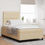 Cumpara ieftin Pat cu arcuri cu saltea cu headboard Crem 120 x 200 cm țesătură