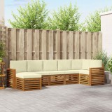 vidaXL Seturi de canapele 7 pcs Natural și Crem Lemn Solid de Acacia 3375175