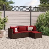vidaXL Set mobilier de grădină cu perne, 4 piese, maro, poliratan 3308053
