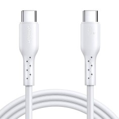 Cablu pentru incarcare si transfer de date Joyroom Flash SA26-CC3, USB-C la USB-C, 60W, 3A, 480 Mbps, 1 m, Alb