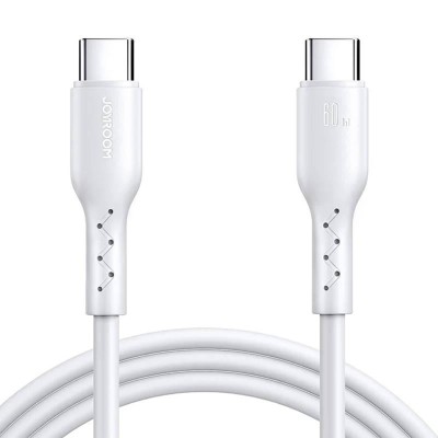 Cablu pentru incarcare si transfer de date Joyroom Flash SA26-CC3, USB-C la USB-C, 60W, 3A, 480 Mbps, 1 m, Alb foto
