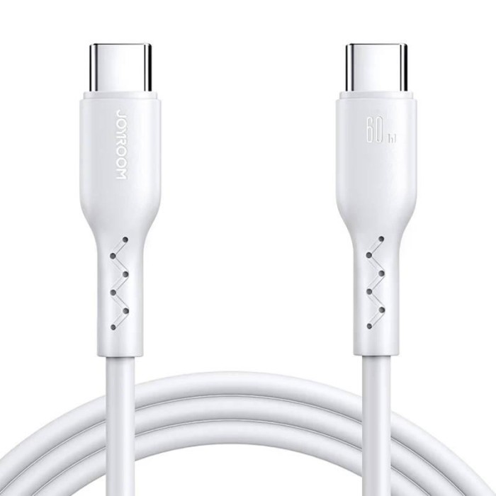 Cablu pentru incarcare si transfer de date Joyroom Flash SA26-CC3, USB-C la USB-C, 60W, 3A, 480 Mbps, 1 m, Alb