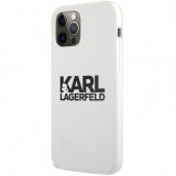Husa TPU Karl Lagerfeld pentru Apple iPhone 12 / Apple iPhone 12 Pro, Stack Black Logo, Alba KLHCP12MSLKLWH