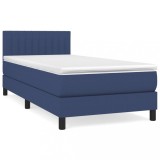 Cumpara ieftin Pat box spring cu saltea, albastru, 80x200 cm, textil