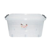 Cutie depozitare 50L cu capac si roti din plastic transparenta 400x630x320mm