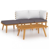 Set mobilier de gradina cu perne, 4 piese, lemn masiv de acacia