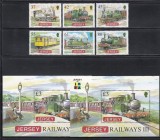 Jersey 2009 - Locomotive, Serie + Colita + Colita cu Supratipar IBRA, SET COMPLET, MNH