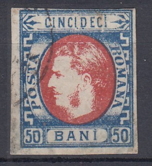 ROMANIA 1869 LP 29 b REGELE CAROL I CU FAVORITI VALOAREA 50 BANI STAMPILAT foto