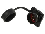 Conector circular WEIPU SA2013/P3B-1, 3 pini, IP67, 25A 500V, soclu tată lipire