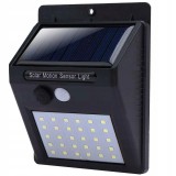 Lampa solară LED pentru exterior cu senzor de mișcare și senzor de amurg, 30 LED-uri