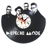 Ceas de Perete Decorativ &ldquo;Depeche Mode &ndash; Enjoy the Silence&rdquo;, din Disc Vinil Reciclat, Design Music Icons, Negru, Mecanism Silențios (Sweep)